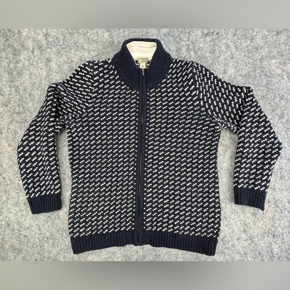 L.L. Bean Sweaters - L.L. Bean | Vintage | Birdseye Norwegian Wool | Zipper |‎ Navy Blue | Small